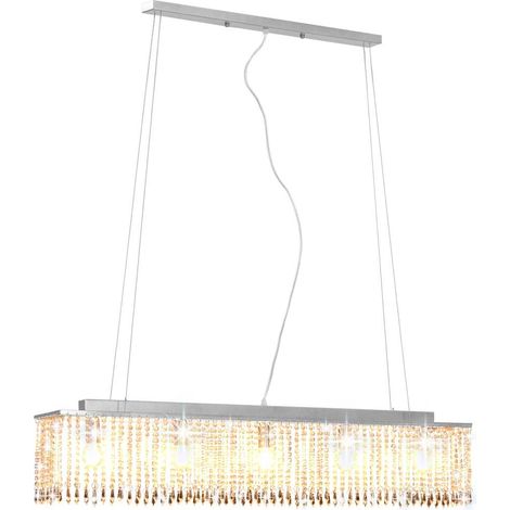 vidaXL Lámpara de techo con cuentas de cristal plateado 104 cm E14 (1/2)