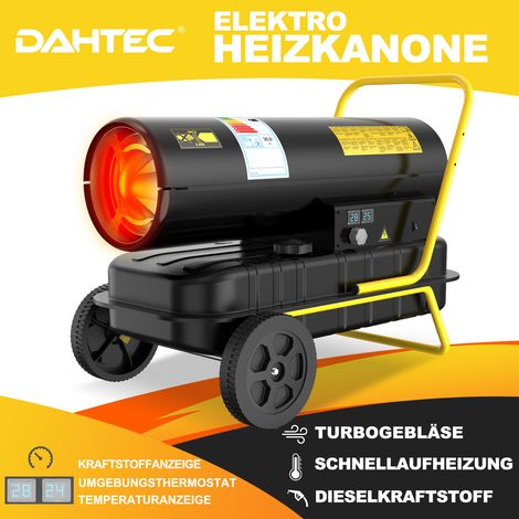 30 kW Heizkanone Diesel Bautrockner, Großtank Bauheizer, 750 m³/h Heizgebläse mit Thermostat, Ölbeheizung Heizlüfter für Werkstätten, Baustellen und landwirtschaftliche Betriebe [Energieklasse A]