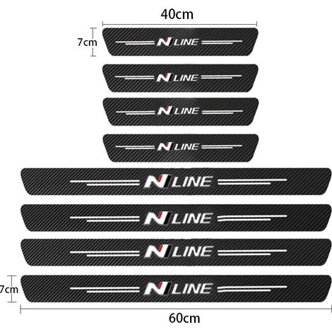(8 pièces pour N LINE) Seuil de porte de voiture en fibre de carbone,autocollants de protection anti-rayures pour Hyundai N LINE i30 i20 Accent Tucson Elantra (1/3)