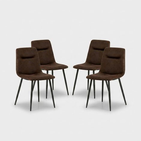 Set aus 4 Design-Esszimmerstühlen aus Kunstleder und Metall Tia - Braun (1/5)