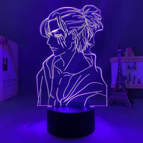 3d Led Illusion Night Light Anime Light Eren Yeager Figure 3d Lampe pour chambre à coucher Décor Night Light-Ensoleillé (1/3)