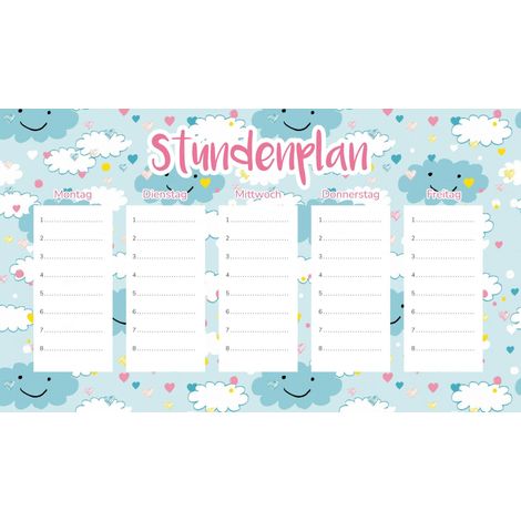 Plan de cours magnétique Happy Clouds 45x26CM
