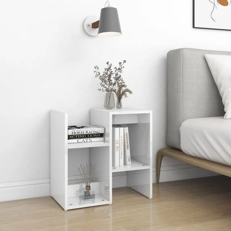 INLIFE Tables de chevet 2 pcs Blanc brillant 50x30x51,5 cm Aggloméré (1/5)