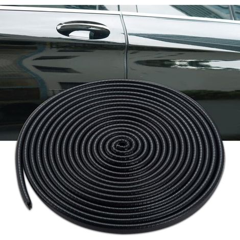 Bande de protection pour bord de portière de voiture, bande d'étanchéité en caoutchouc en forme de U, convient aux voitures, camions, SUV, véhicules tout-terrain et bateaux (5 mètres, noir). (1/4)