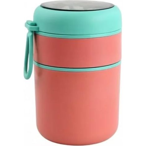 Boite Isotherme Repas Chaud, 530ml+180ml Tasse Double, Boîte Alimentaire Isotherme, Anti-Fuite avec Cuillère, Gobelet à Yaourt Isolé en 316 Acier Inoxydable pour Ecole, Bureau (1/4)