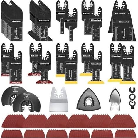 136 pièces Kit D'accessoires Oscillant Multitool, Lames De Scie Oscillantes Universelles avec Sac Rangement Compatible DeWalt Dremel et plus, pour Couper Poncer Jointoyer - PCS (1/5)