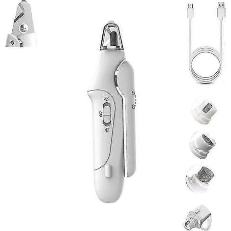 Coupe-ongles 2 en 1 pour chiens - Coupe-ongles ultra-silencieux rechargeable par USB avec lumière LED, plusieurs ports de ponçage et protection anti-éclaboussures pour chiens et animaux de compagnie (1/5)