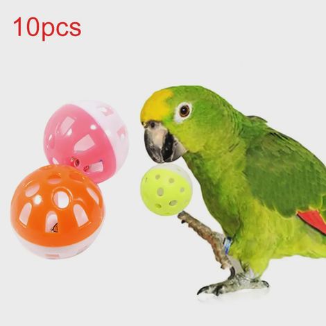 Lot de 10 balles à clochettes creuses et colorées pour perroquets, idéales pour les perruches ondulées, les calopsittes et autres oiseaux. Accessoires amusants pour la cage. (1/4)