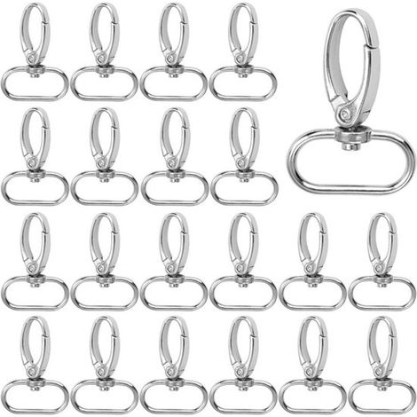 Anneaux en D de 32 mm, mousquetons métalliques rotatifs à 360° - Lot de 20 (1/5)