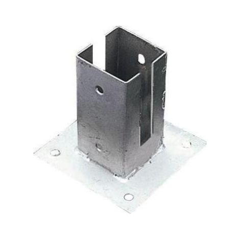 Support à fixer acier galvanisé gris, H.15 cm x section 70 x 70 mm