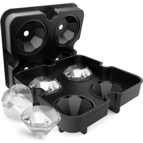 4 Moules à glaçons,Silicone alimentaire,Forme diamant,Flexible,Réutilisable,Pour cocktails whisky (1/5)