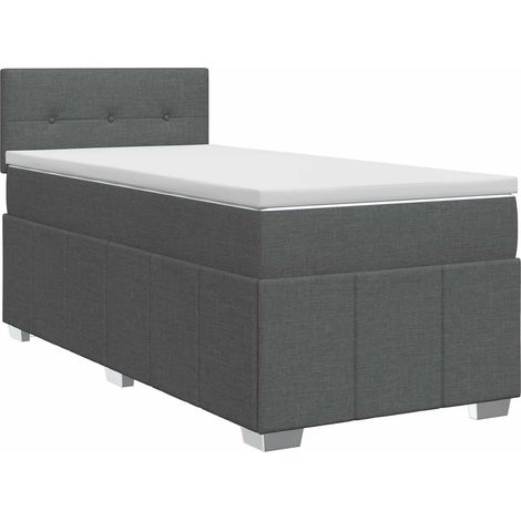 Cama box spring con colchón Gris oscuro 90 x 190 cm Tela vidaXL (1/5)
