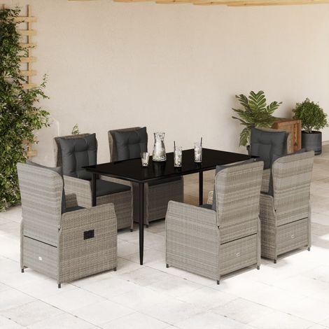 Ensemble à manger de jardin et coussins 7 pcs-Salon de jardin gris clair rotin 274908 (1/5)