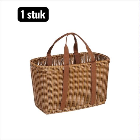 Grand panier de rangement en imitation rotin synthétique multifonctionnel pour fruits pique nique salle de bain cuisine ou fleurs (1/5)