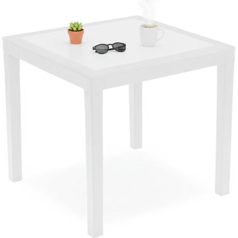 Frostsicherer Outdoor-Tisch, 4 Plätze, feststehend, Made in Italy, max. Länge 78 cm, 78x78x73h cm Weiß