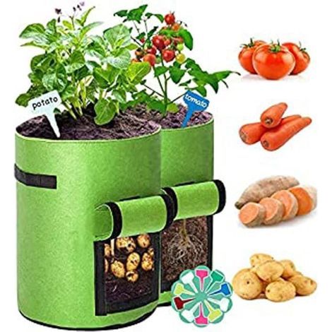 2 Potato Planting Bags, 7 Gallon Non-Woven Garden Bags, Potato Grow Bags with Viewing Window