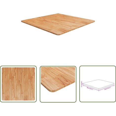 The Living Store Dessus de table carré Marron clair80x80x1,5cm Bois chêne traité - Dessus De Table - Plateau De Table - Bois Chêne - Table Ronde - Table Rectangulaire (1/4)