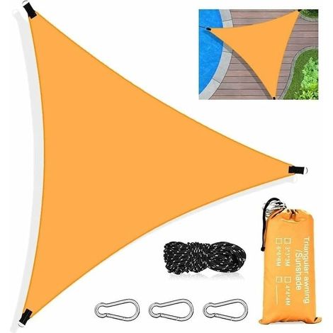 Voile Dombrage Triangulaire, 3 x 3 x 3M Toile Ombrage Triangle Impermable, avec Protection UV et HDPE Respirant Toile Ombrage, avec Corde, pour Patio Jardin Terrasse Piscine ExtrieurOrange (1/4)