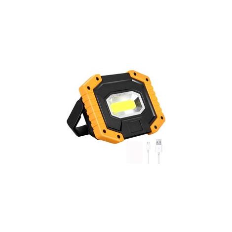 Projecteur LED Rechargeable 30W 2000LM Portable Étanche IP65 avec Support Réglable et Power Bank USB pour Chantier Camping Garage Atelier (1 Pack) (1/5)