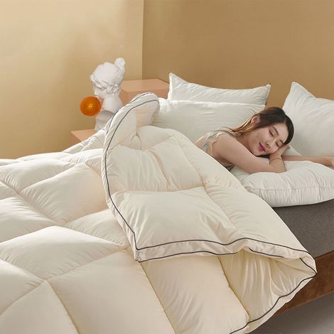 Couette D'ete - Coton 98 - Respirante Et Fraiche - Pour Chambre Climatisee - Taille Reine 200x150 Cm - Beige - 1100 G (1/5)