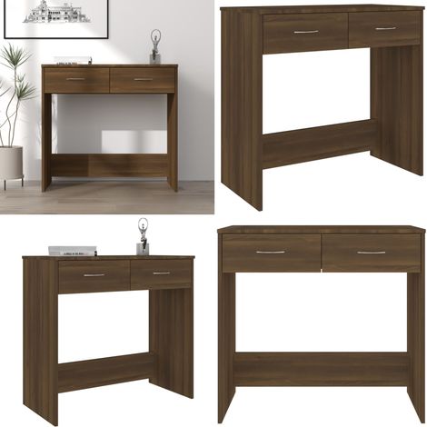 Bureau chêne marron 80x40x75 cm bois d'ingénierie - Bureau En Bois - Bureau Design - Bureau Compact - Bureau Étudiant - Meuble De Rangement - Home & Living