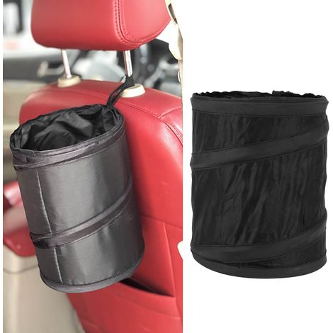 Poubelle voiture pliable et portable, universelle pour voyage, rangement déchets auto, noir multifonction. (1/5)