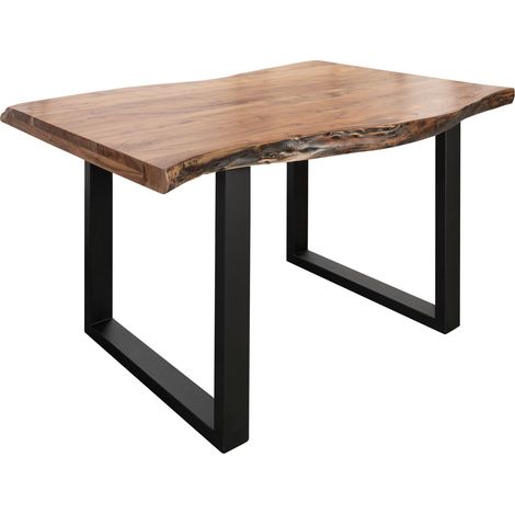 Table à manger 140x90 Acacia laqué Bois naturel / Anthracite mat FREEFORM 5