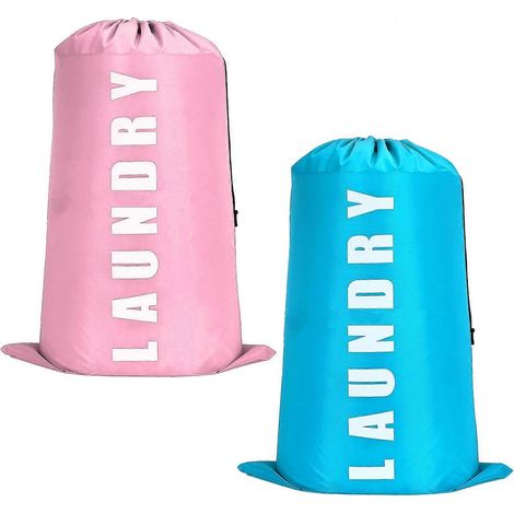 Lot de 2 sacs à linge de voyage portables, avec cordon de serrage, sac de rangement, sac organisateur, poche à cordon, joli sac de rangement (1/5)