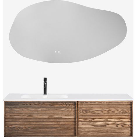 Set di mobile bagno sospeso 140x50 cm in legno con lavabo integrato Solea SKLUM             (1/5)