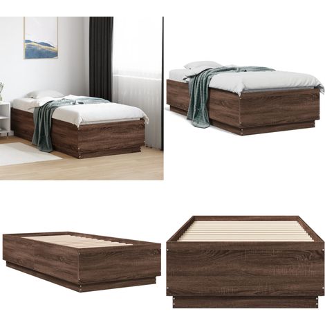 Cadre de lit sans matelas chêne marron 90x190 cm - Cadre De Lit - Lit Double - Lit Moderne - Lit En Bois - Sommier - Home & Living (1/5)
