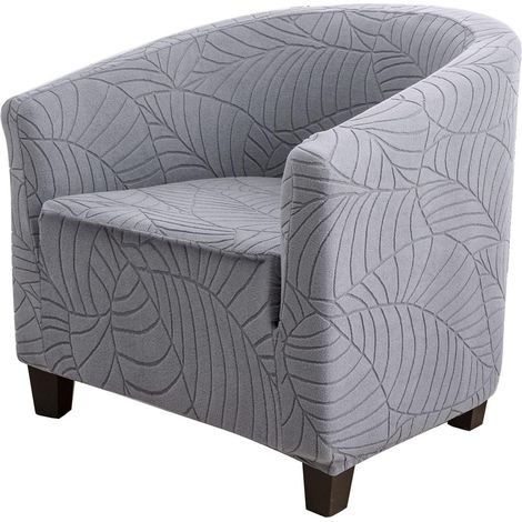 Funda elástica de jacquard para sillón tipo cubo, protector de spandex para sillón club (gris claro) (1/5)