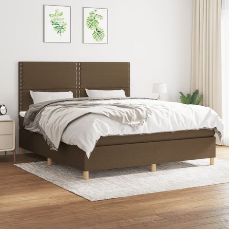 Boxspringbett mit Matratze Dunkelbraun 180x200 cm Stoff (1/5)