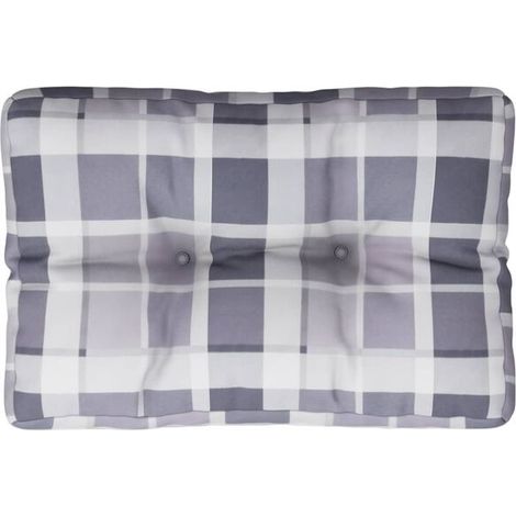 Coussin de plateau à carreaux gris, mesurant 50x40x12 cm, en tissu. (1/5)
