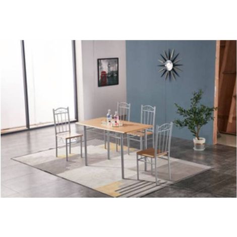 SET TAVOLO C/4 SEDIE 120X70 CM LEGNO CHIARO