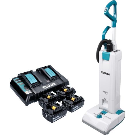 Aspirapolvere a batteria Makita DVC 560 PT4 36 V (2x 18 V) 5 l Brushless + 4 batterie da 5,0 Ah + caricabatterie