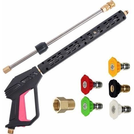 Pistolet de Nettoyeur Haute Pression , Pistolet de remplacement pour laveuse à pression avec rallonge de 16 pouces , 4000 PSI , pistolet de laveuse à pression avec raccord M22-15mm ou M22-14m (1/4)