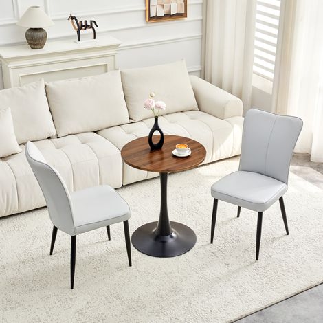 Esstisch-Set rund Ø60 cm mit 2 PU-Stühlen aus MDF OKMYHOME (1/5)