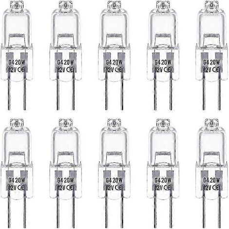 Ampoules halogènes G4 20 W 12 V, blanc chaud 2800 K, ampoule à capsule transparente dimmable, lot de 10. (1/5)