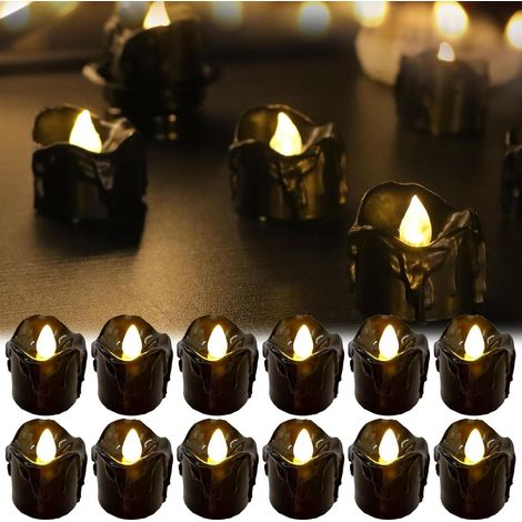 Lot 12 bougies LED chauffe-plat sans flamme pour Halloween (1/5)