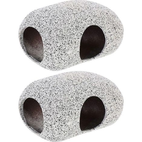 Deux pierres de cachette pour aquariums, des pierres de repos exquises pour aquariums et des décorations pour les trous de ponte d'aquarium. (1/4)