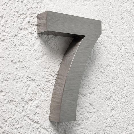 3D Hausnummer 7 Edelstahl V2A unbeleuchtet Arial (1/5)