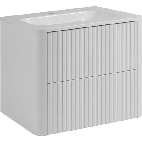 Meuble de salle de bain 60, Blanc, avec vasque, 60,7 x 44,4 x 49,9 cm (1/5)