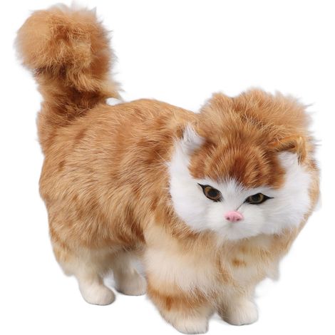 Chat en peluche réaliste, jouet doux et mignon pour décoration intérieure, peluche animale adorable. (1/5)
