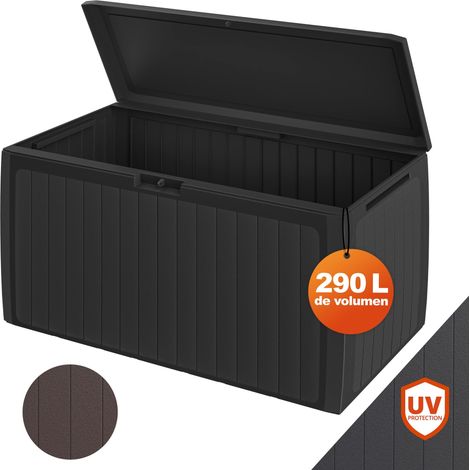 CASARIA® Arcón Jardín Exterior Baúl Almacenaje 290L con 6 Ruedas Asas Resistente Intemperie Rayos UV Caja Cojines 117x47x60cm Board PLUS antracita (1/7)