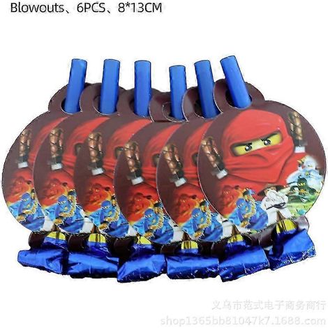 Assiettes en carton Ninjago, gobelets en carton, essuie-tout, boîtes de Rice Krispies, nappe de fond, nappe de fond avec fanions, anniversaire Ninjago (1/5)