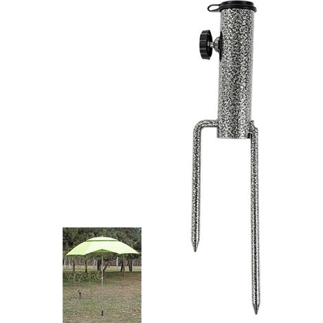 Pied de Parasol Plage,avec Ancrage au Sol,Acier,Noir,32 × 3,6 cm (1/5)