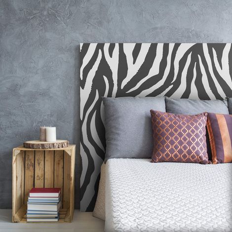Cabecero Cama PVC Decorativo Económico Dibujo Cebra Zebra Blanco y Negro Varias Medidas (150 cm x 60 cm) (1/5)