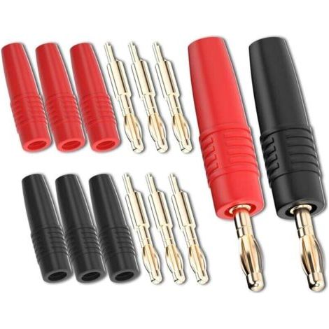 Connecteur male fiche banane 4mm, adaptateur de Type soudure plaqué or, 8 pièces pour tests électriques de bricolage (1/4)