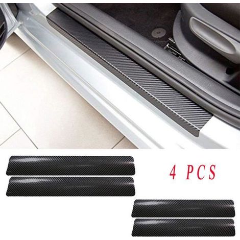 4 protections de seuil de porte voiture autocollantes en carbone (1/4)
