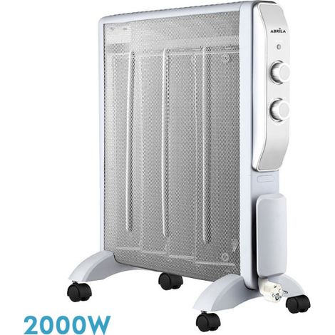 radiatore de mica warm 2000w 4elementi bianco/argento 2potenze antiribaltamento,ind.light termostato reg.termostato 61,5x56x26,5 cm